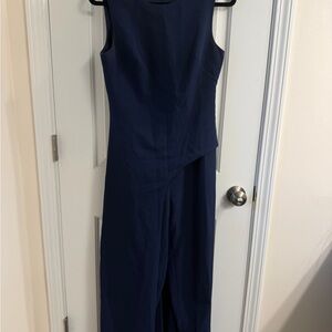 Kay Unger Navy Asymmetrical Dress